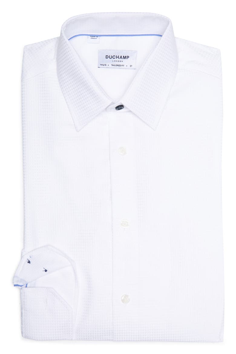 Tailored Fit Tonal Dress Shirt, Main, color, WHITE