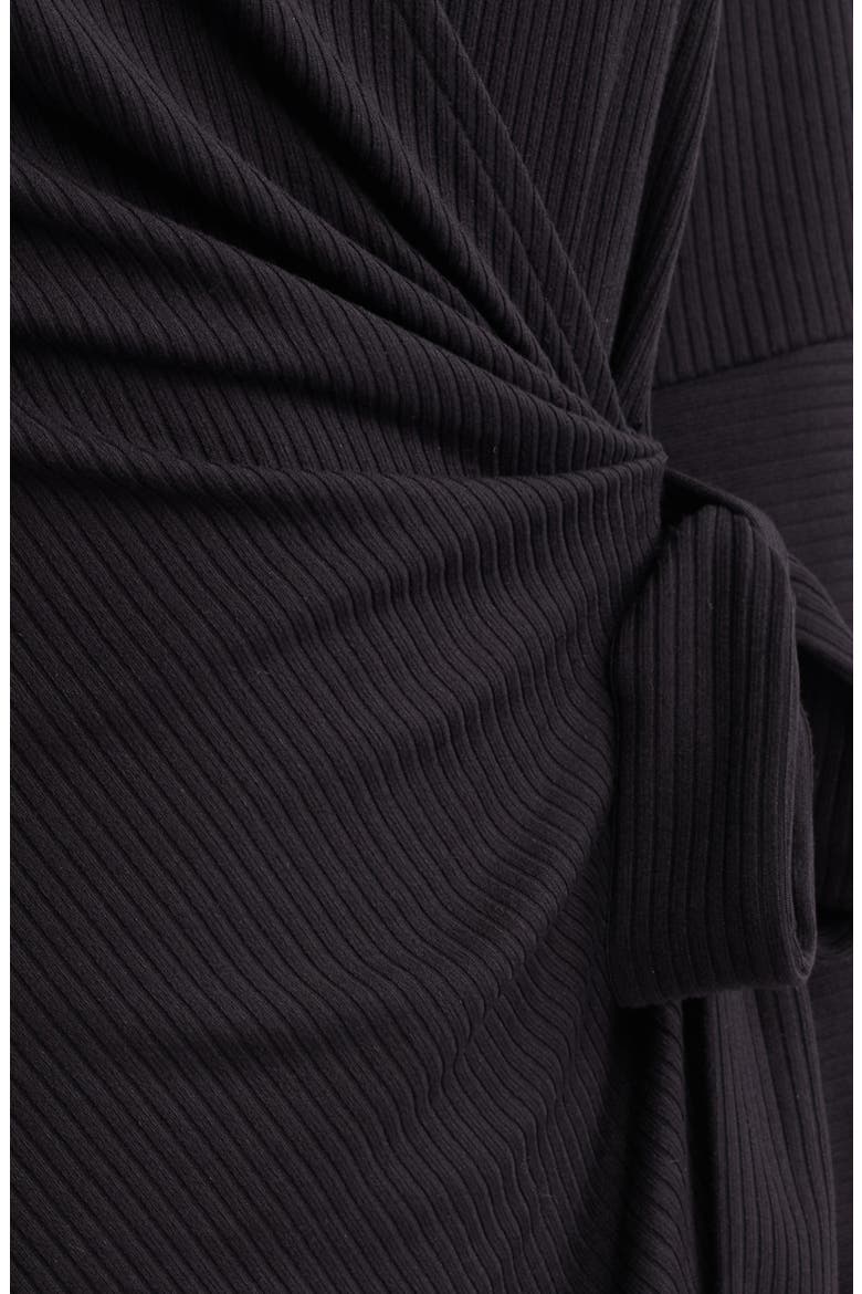 Ruffle Sleeve Ribbed Wrap Top, Alternate, color, ANNE BLACK