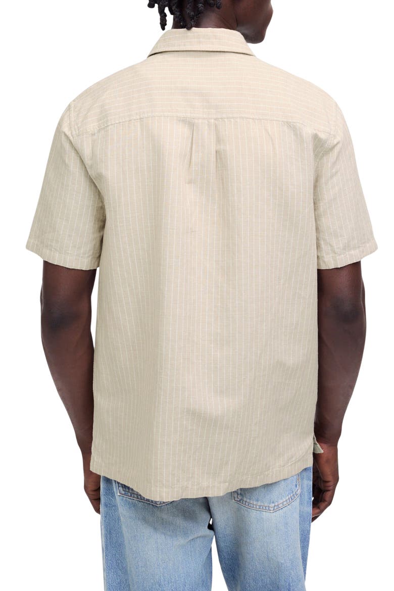 Short Sleeve Linen & Cotton Button-Up Shirt, Alternate, color, BENGAL PLAID
