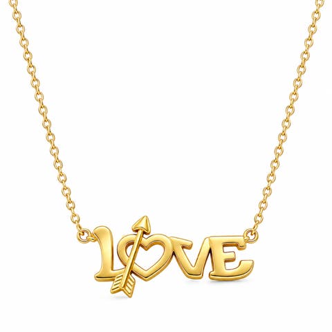Gold-Tone Arrow Love Necklace
