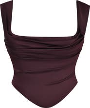 HOUSE OF CB Una Floral Cowl Neck Lace-Up Corset Top