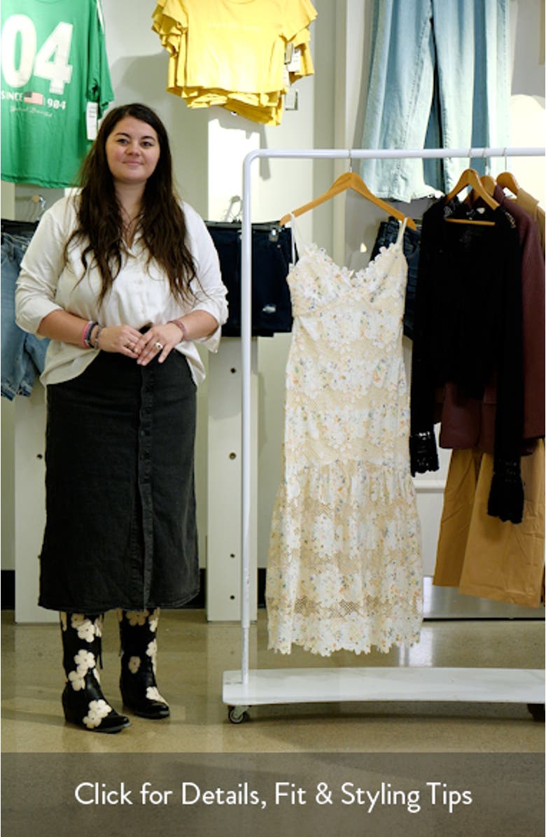 Sabrina Floral Lace Midi Dress, sales video thumbnail