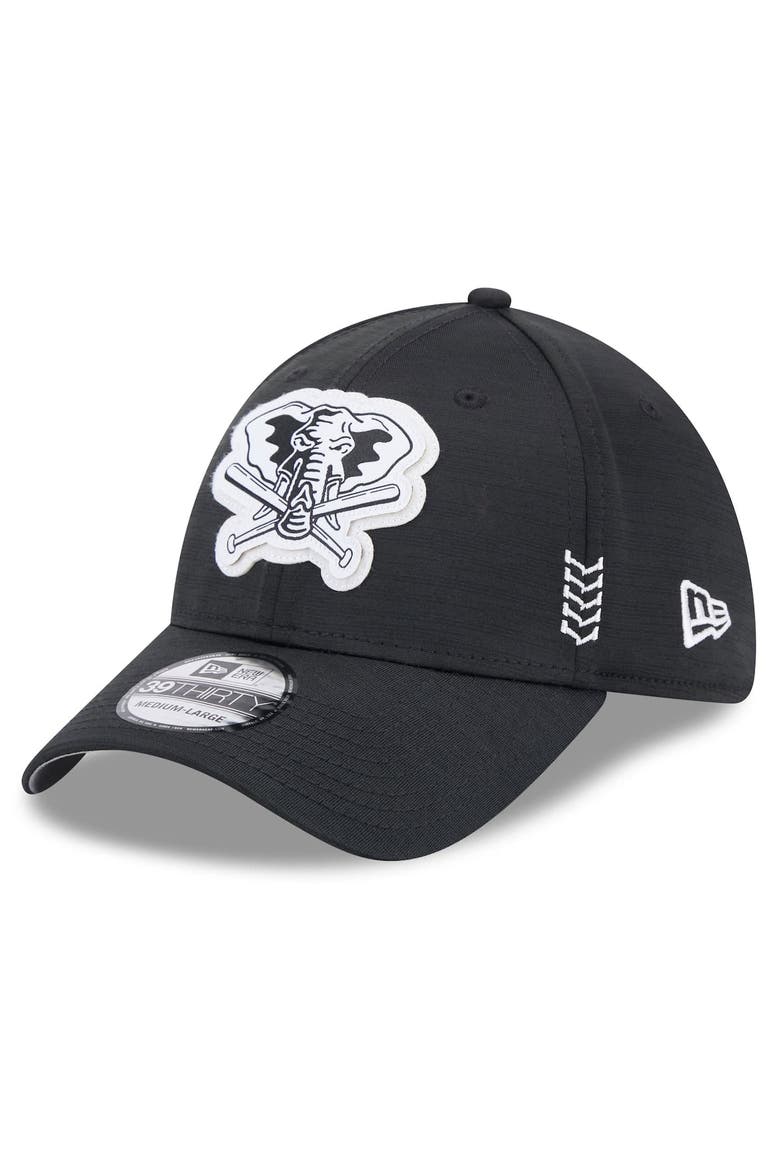 Men's New Era  Black Oakland Athletics 2024 Clubhouse 39THIRTY Flex Fit Hat, Alternate, color, Black