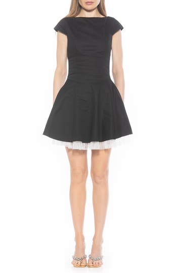 Alexia Admor Aleena Boat Neck Minidress In Black