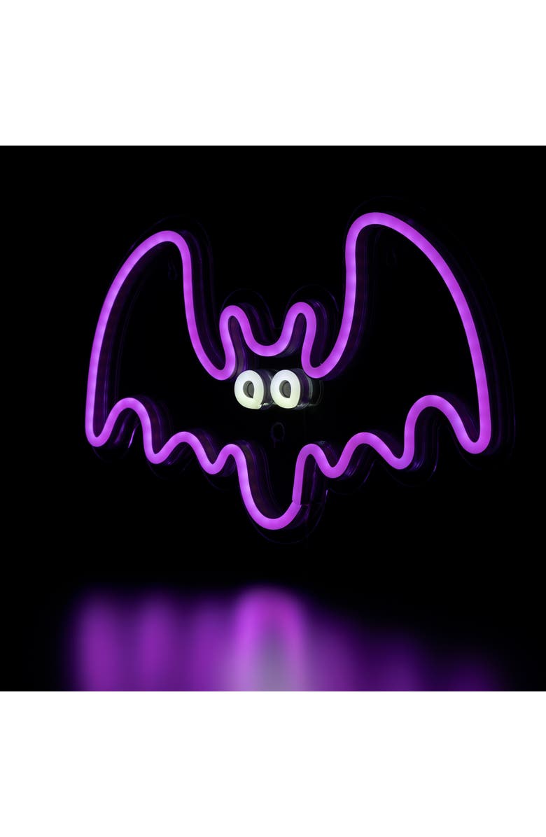 Northlight LED Neon Lighted Halloween Bat Wall or Window Decoration - 15" - Purple, Alternate, color, 