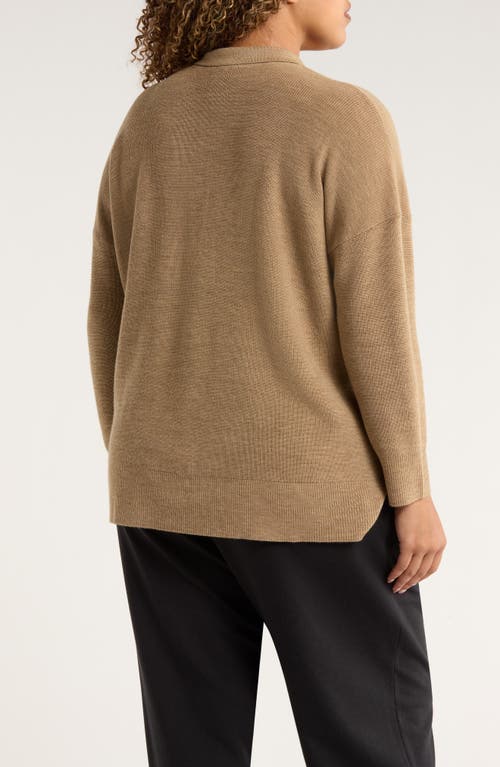 Eileen Fisher Classic Collar Merino Wool Sweater In Brown