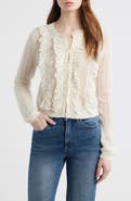 LoveShackFancy Melisse Lace Ruffle Alpaca & Wool Blend Cardigan