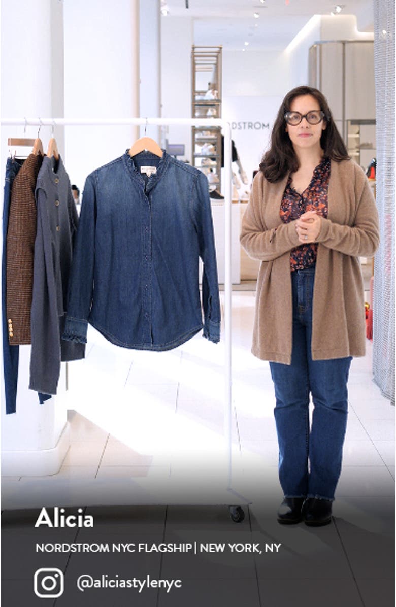 Lydia Ruffle Accent Denim Button-Up Shirt, sales video thumbnail