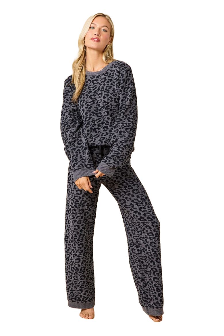 Marshmallow Leopard Crew Neck Lounge Set, Alternate, color, Wild Grey