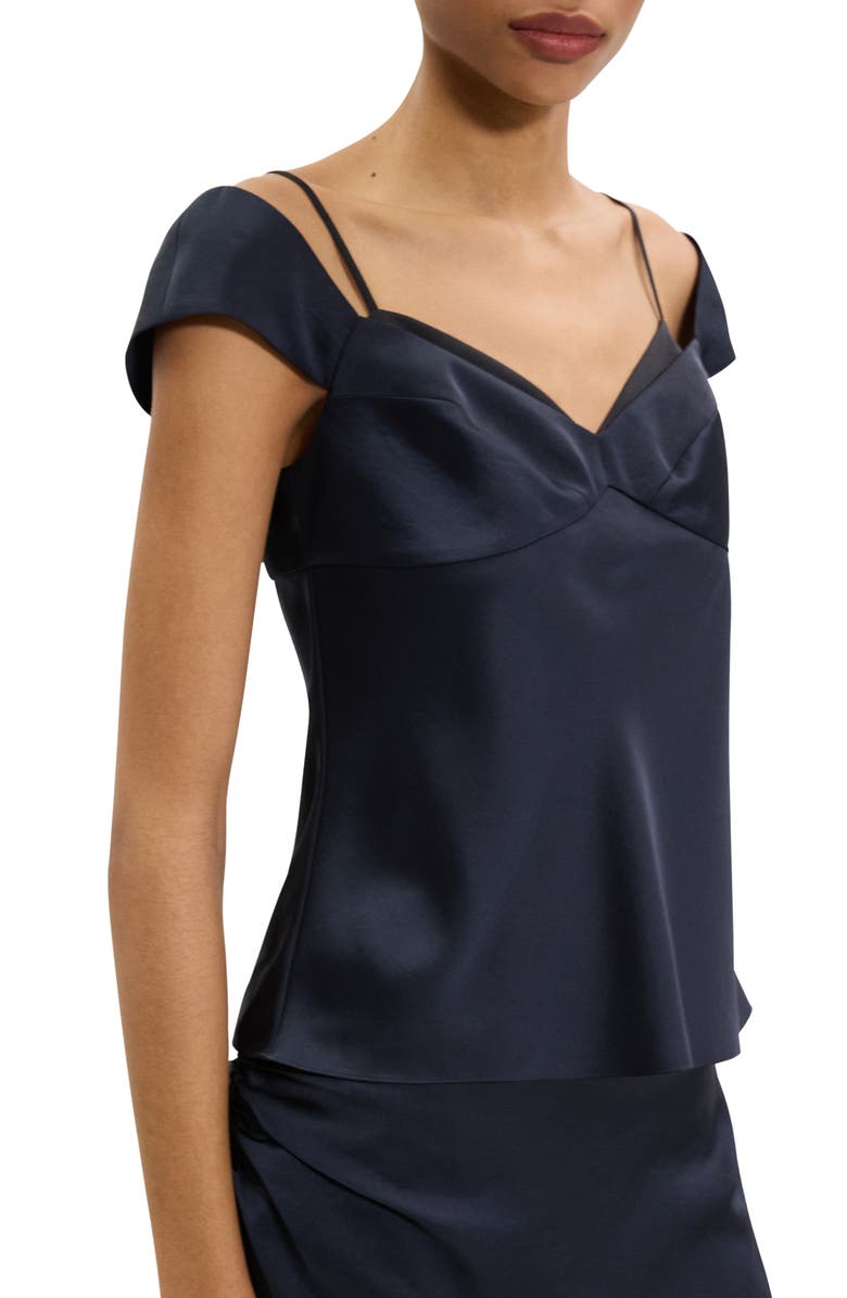 Theory Peek Camisole Layered Look Sleeveless Top, Alternate, color, Navy/ Black