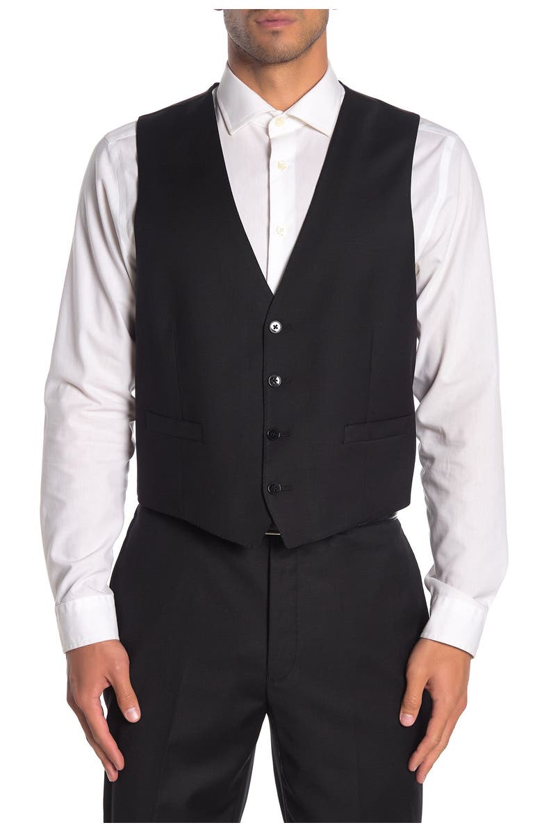 Calvin Klein Black Twill Slim Fit Suit Separate Vest, Alternate, color, 