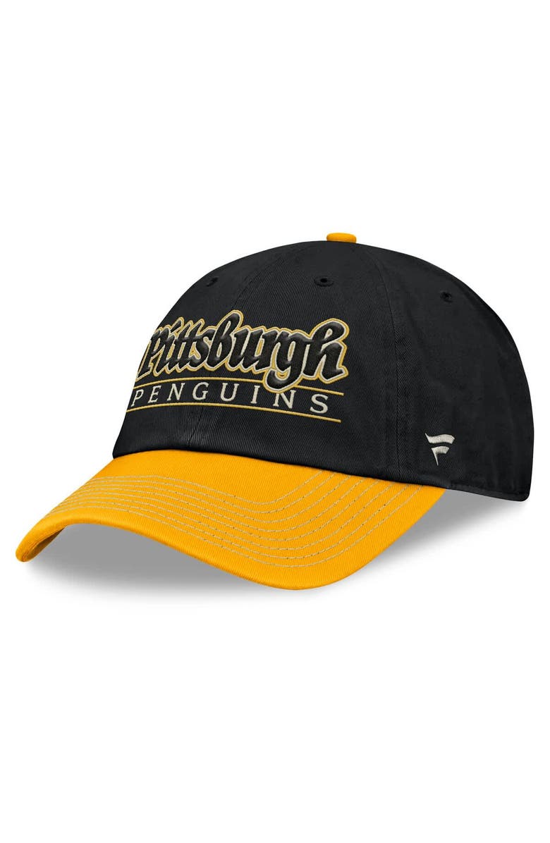 FANATICS Men's Fanatics Black/Gold Pittsburgh Penguins Heritage Home Ice Two-Tone Adjustable Hat, Alternate, color, Black