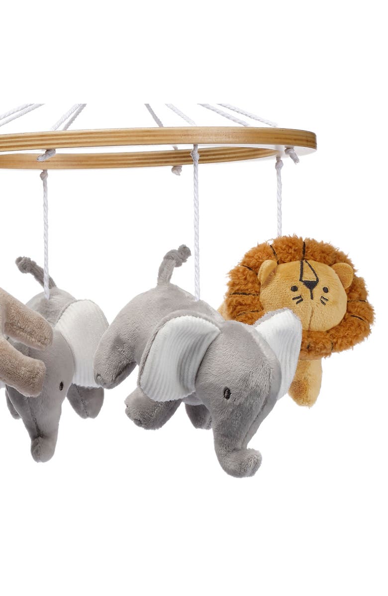Lambs & Ivy Jungle Adventure Elephant/Lion Musical Baby Crib Mobile Soother Toy, Alternate, color, Multicolor