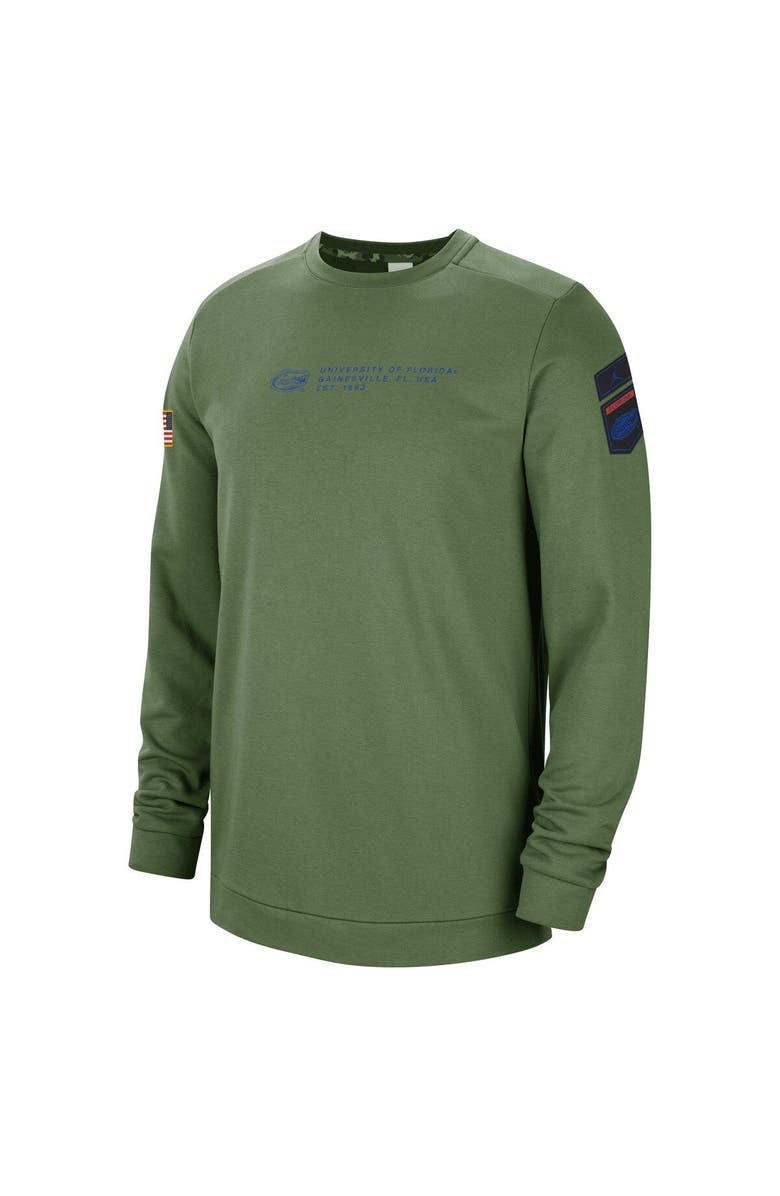Jordan Brand Men's Nike Olive Florida Gators Military Pullover Sweatshirt, Alternate, color, 