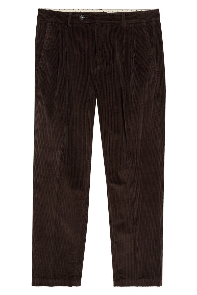 Strallo2 Pleated Stretch Cotton Corduroy Trousers, Main, color, DARKWOOD