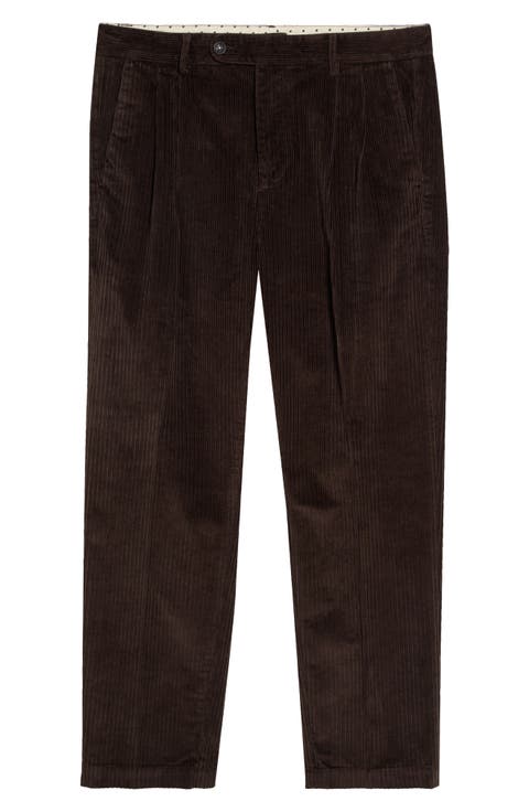 Strallo2 Pleated Stretch Cotton Corduroy Trousers