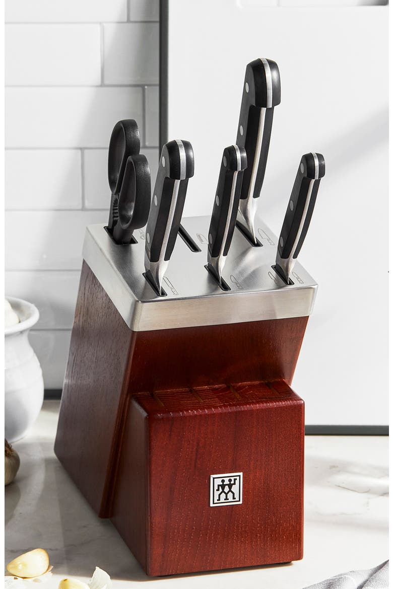 Pro 7-Piece Self-Sharpening Knife Block & Cutting Board Set, Alternate, color, BROWN