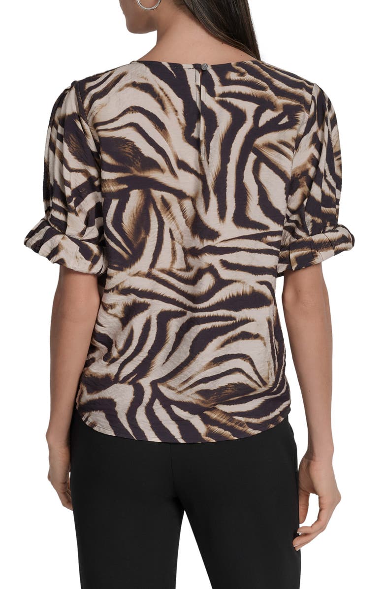 DKNY Abstract Zebra Print Voile Top, Alternate, color, Blurred Zebra