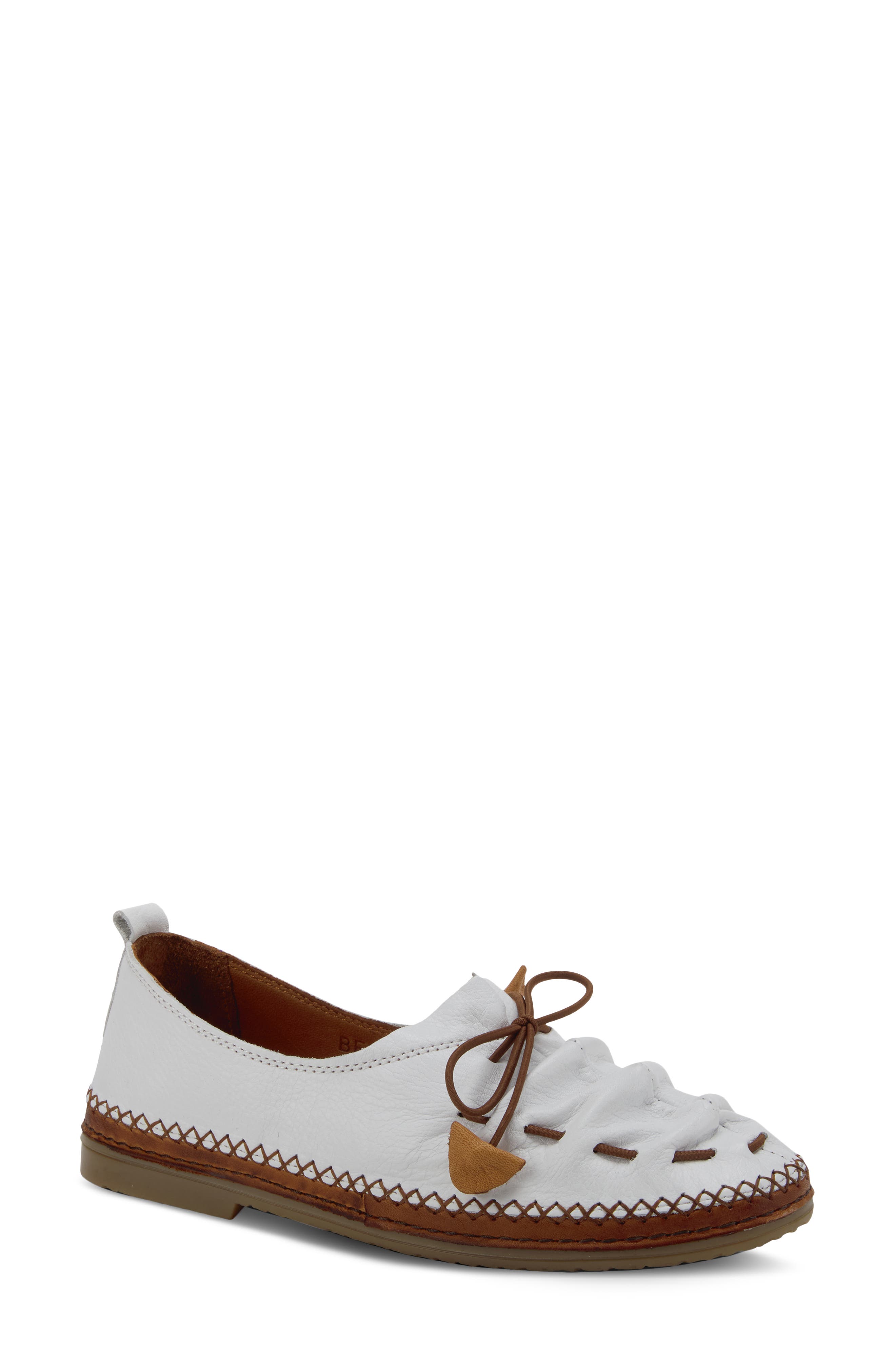 Spring Step Berna Flat, Main, color, White Leather