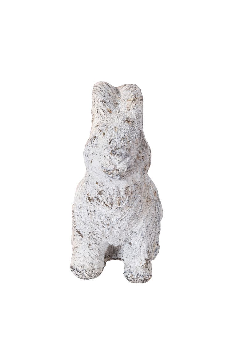 Vintage White Cement Sitting Easter Bunny Figurine 4.72", Alternate, color, Brown