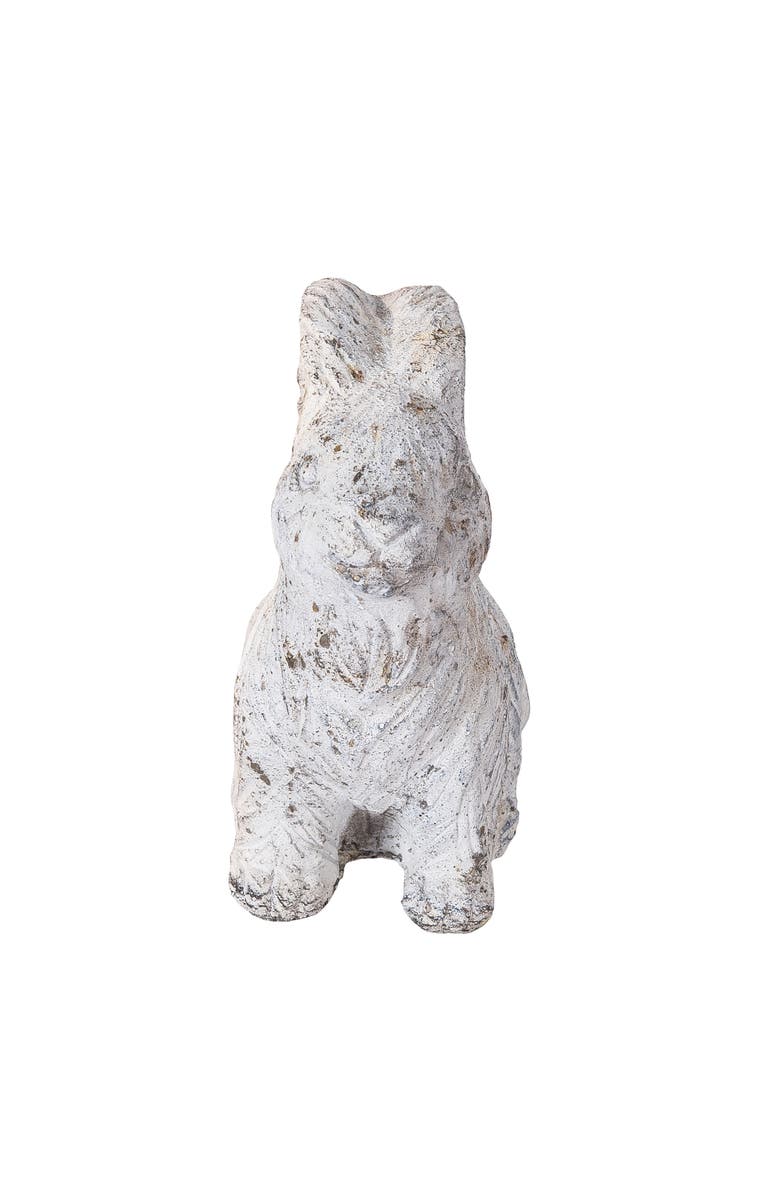 Gallerie II Vintage White Cement Sitting Bunny Figurine, Alternate, color, Brown