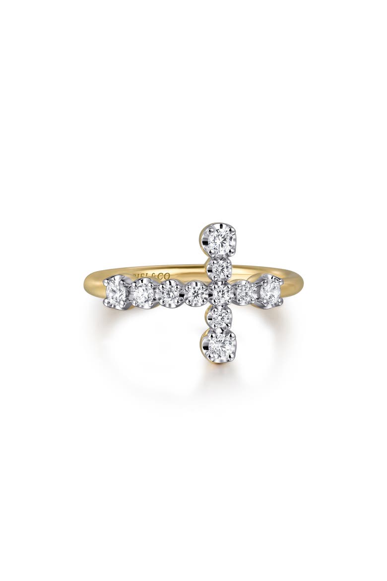 14k Gold Diamond Sideways Cross Ring, Main, color, 14K YELLOW GOLD