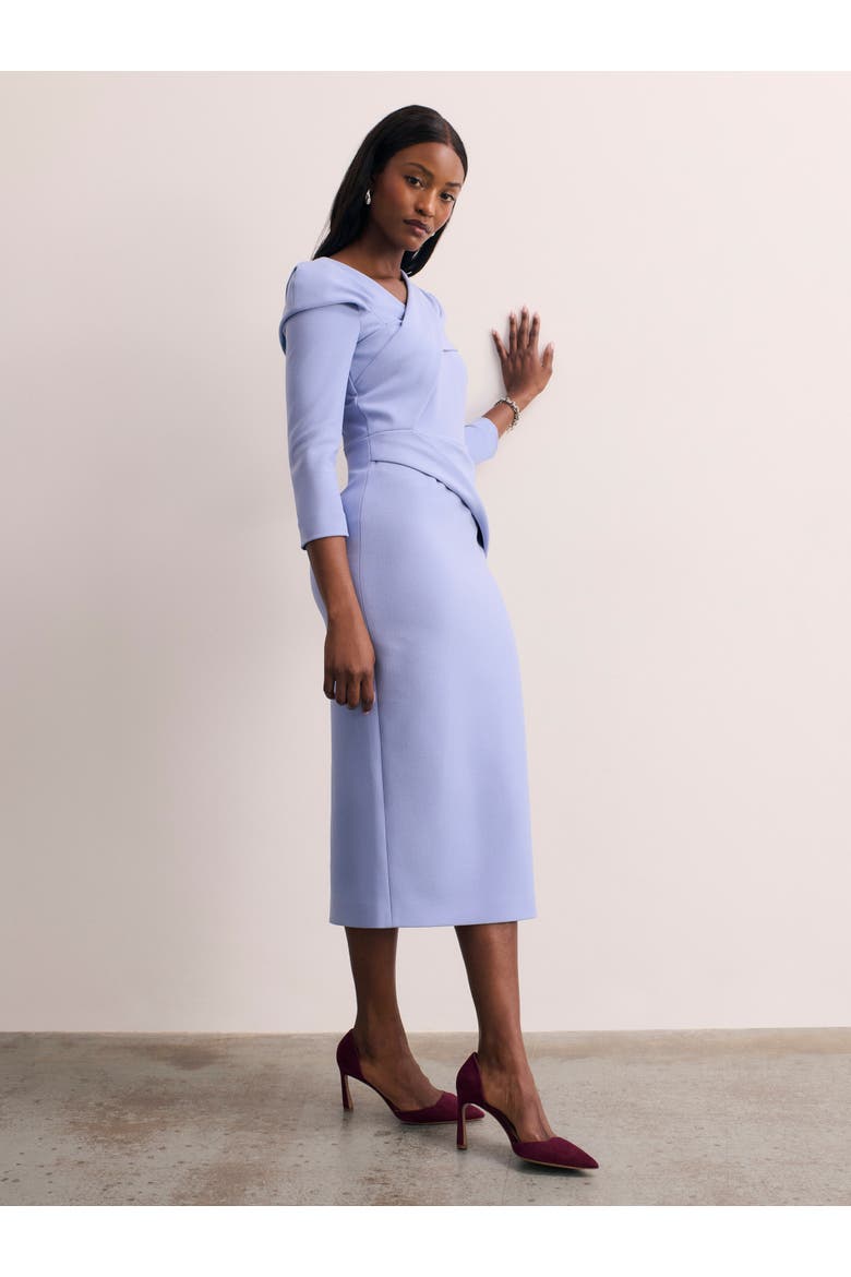 Iona Sculpt Crepe Dress, Alternate, color, Blue