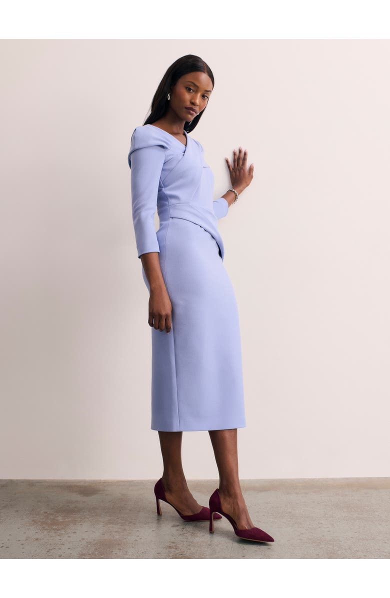 The Fold Iona Sculpt Crepe Dress, Alternate, color, Blue