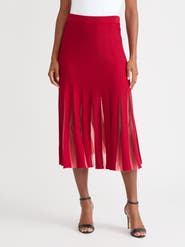 Misook A-Line Sheer Panel Soft Knit Maxi Skirt