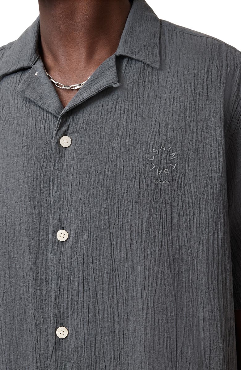 AllSaints Haven Camp Shirt, Alternate, color, Turbulence Blue