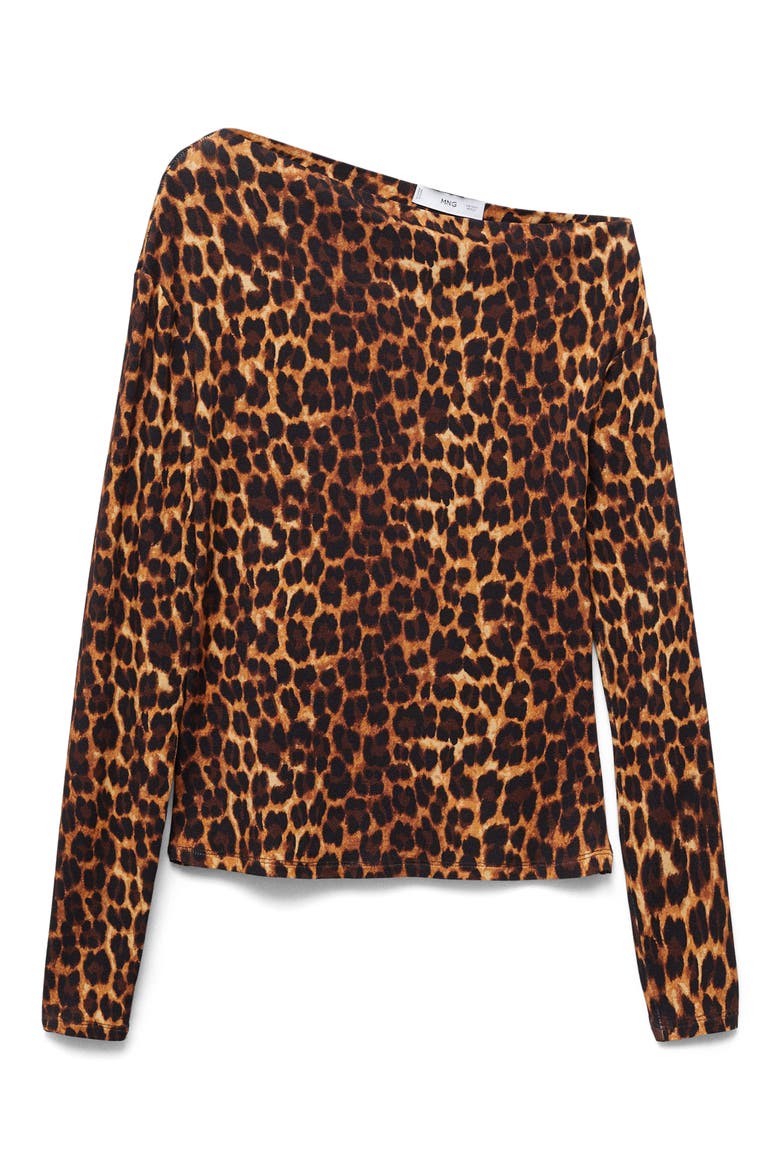 Asymmetric Off the Shoulder Long Sleeve Top, Alternate, color, BROWN