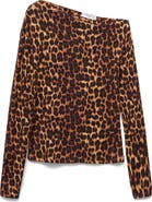 MANGO Asymmetric Off the Shoulder Long Sleeve Top