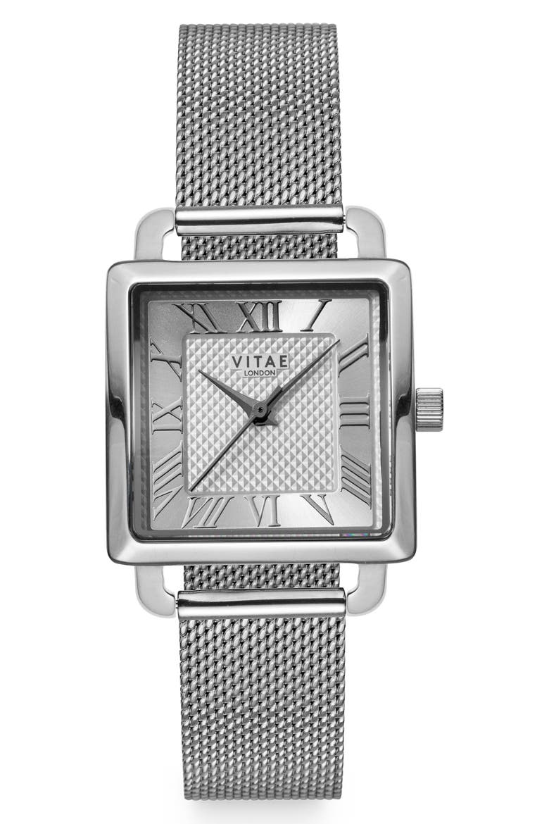 Iiesha Petite Silver Mesh Bracelet Watch, 25 mm, Main, color, SILVER