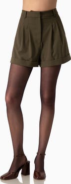 IVONNE High-Waist Wide-Leg Cuffed Tailored Shorts