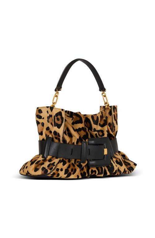 Balmain Anthem Medium Ponyskin-style Leopard Print Bag In Brown