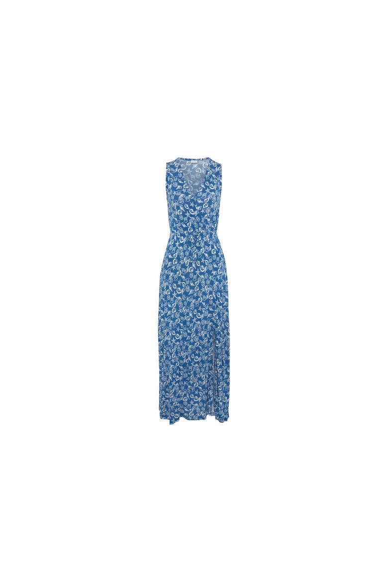Sleeveless V-Neck Maxi Dress, Alternate, color, Blue-Printed