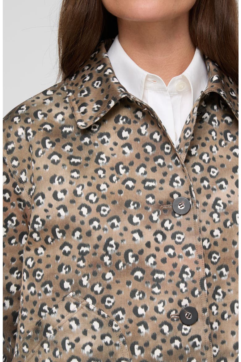 Leopard Print Cotton & Viscose Twill A-Line Topper Jacket, Alternate, color, BROWNSTONE MULTI
