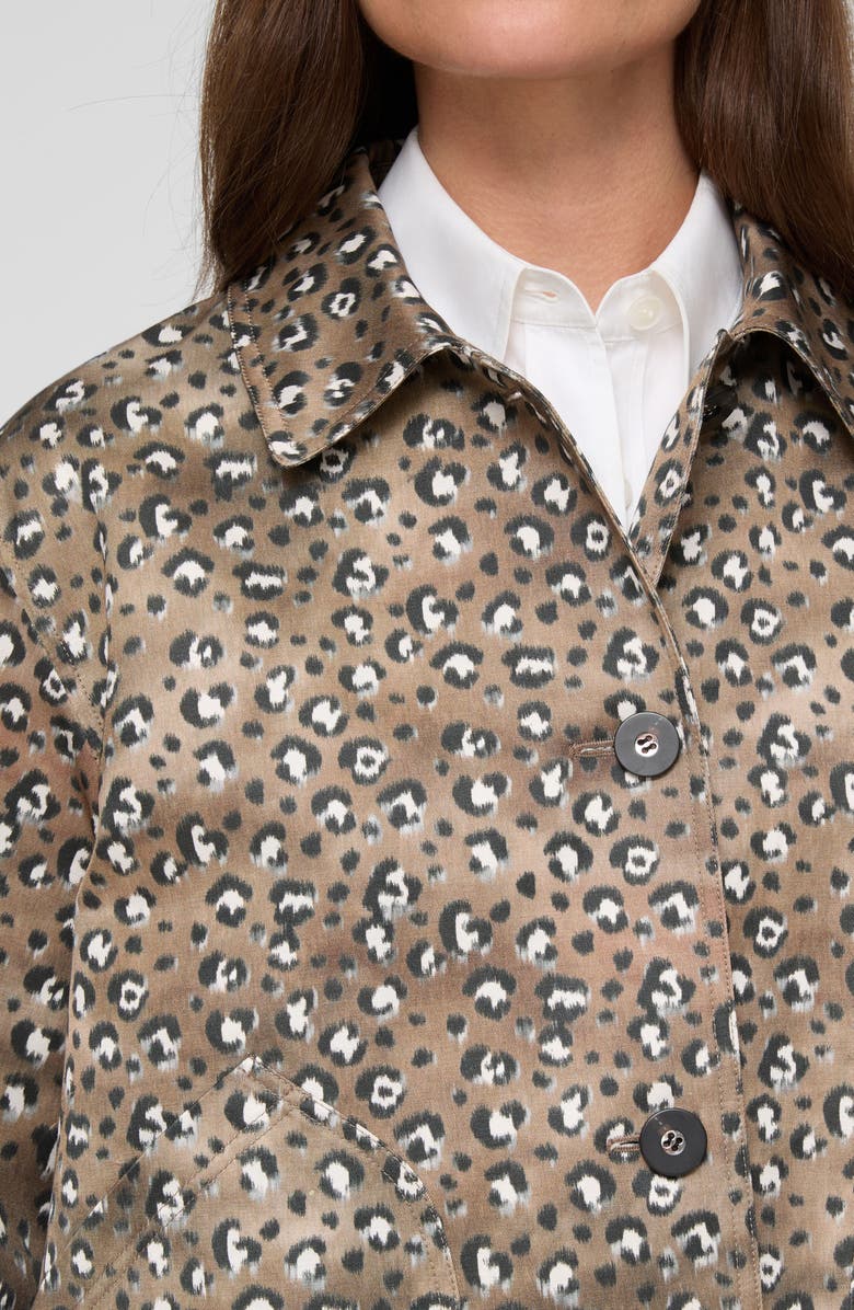 Lafayette 148 New York Leopard Print Cotton & Viscose Twill A-Line Topper Jacket, Alternate, color, Brownstone Multi