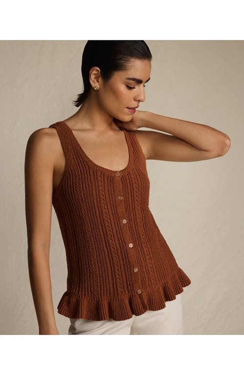 Lands' End Cotton Boucle Ruffle Hem Sleeveless Sweater In Multi