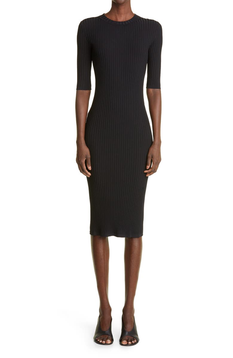 ST. JOHN Flat Rib Midi Sweater Dress, Main, color,