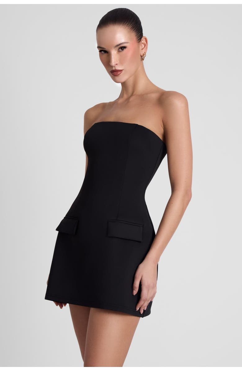 LEAU Solene Strapless Pocket Mini Dress, Alternate, color, Black