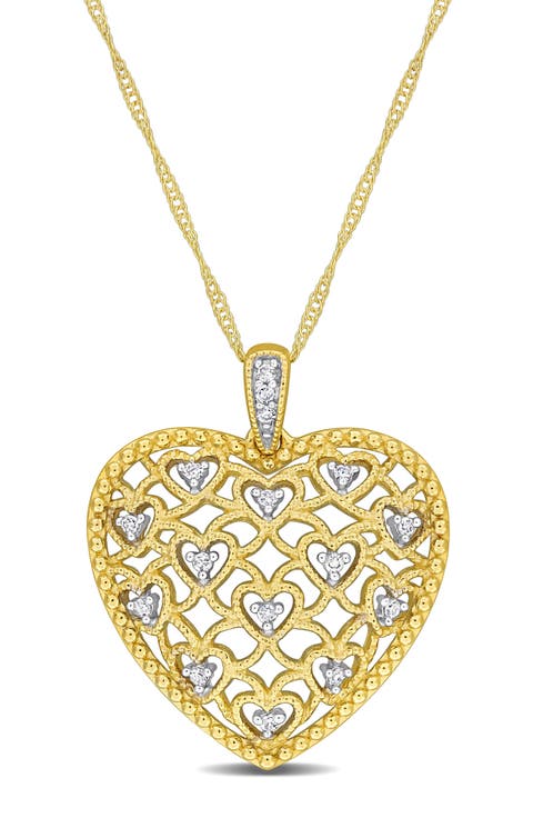 Diamond Lace Heart Pendant Necklace - 0.08ct.