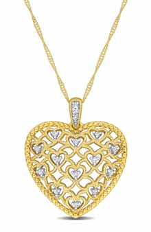 Diamond Lace Heart Pendant Necklace - 0.08ct.