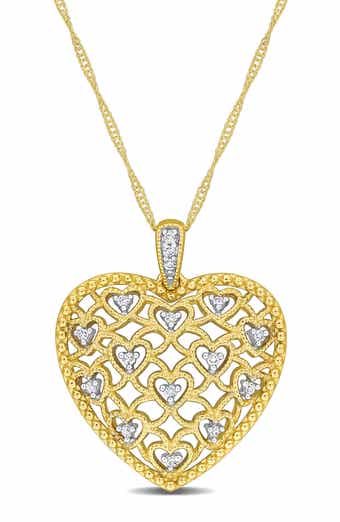 Diamond Lace Heart Pendant Necklace - 0.08ct.