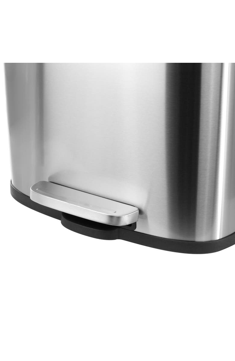 Elama 2 piece 8 Gallon Each 30 Liter Rectangular Stainless Steel Twin Step Trash Bins with Slow Close Mechanism, Alternate, color, Silver