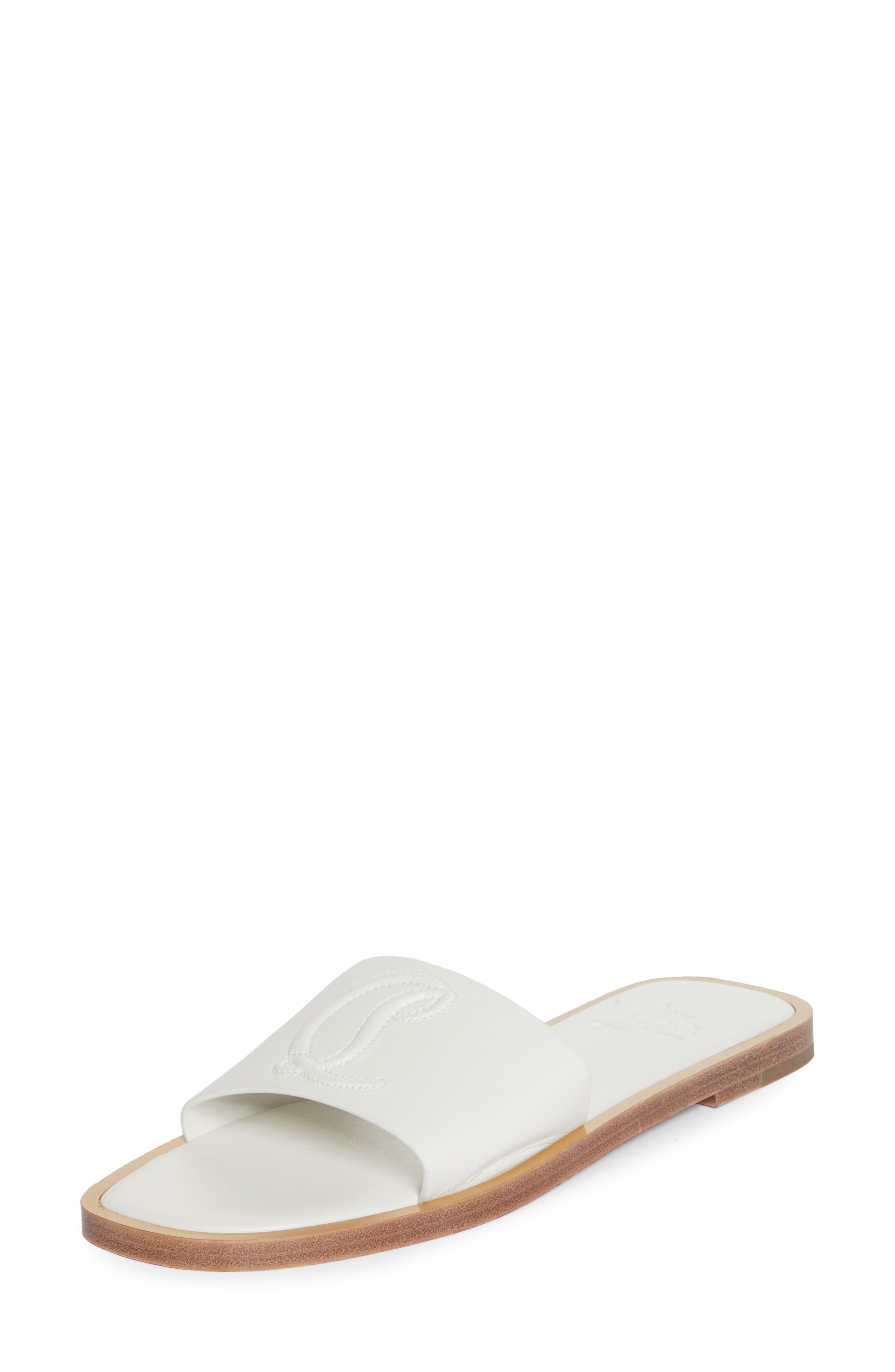 CL Logo Slide Sandal, Main, color, WHITE