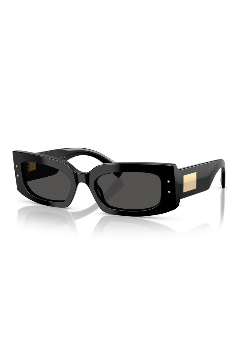 55mm Rectangular Sunglasses, Alternate, color, BLACK