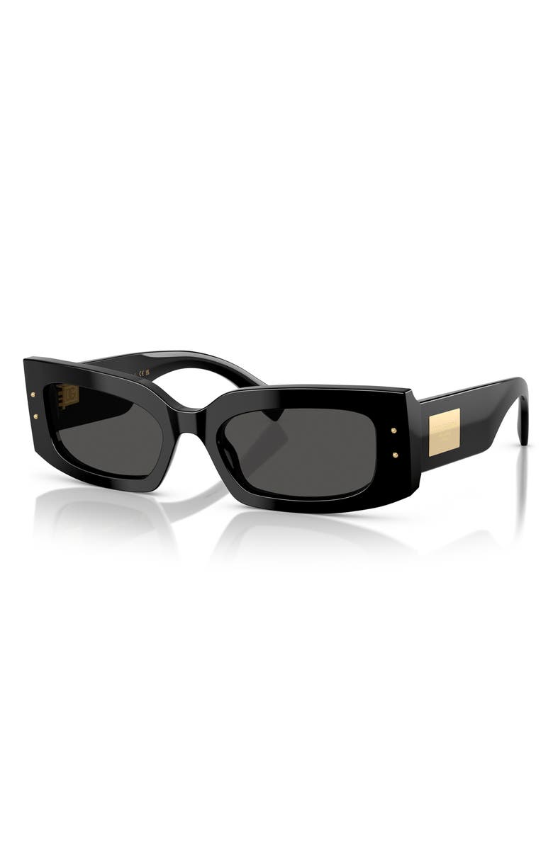 Dolce&Gabbana 55mm Rectangular Sunglasses, Alternate, color, Black