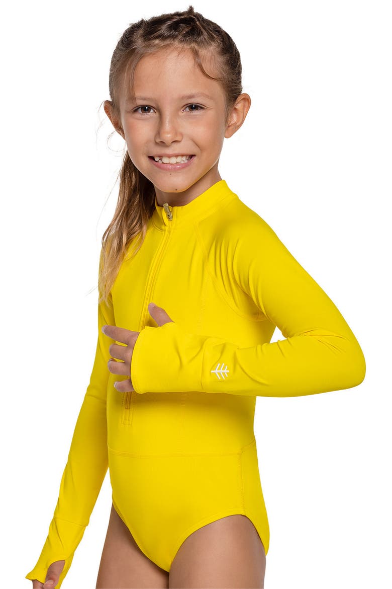 Aricia Koko Long Sleeve Swimsuit, UPF 50+ Sun Protection, Alternate, color, Bold Yellow
