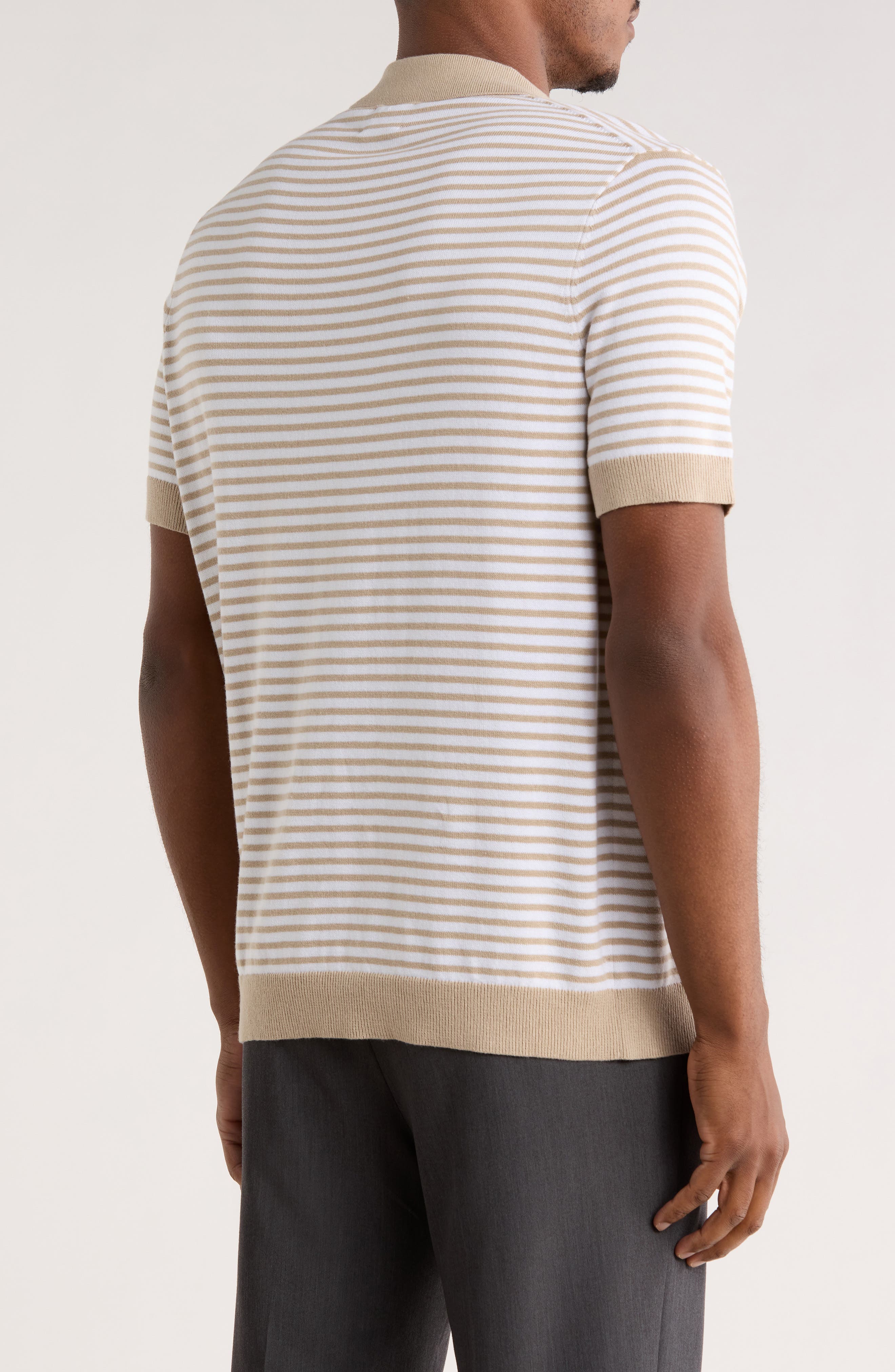 Short Sleeve Johnny Collar Knit Top - image 4